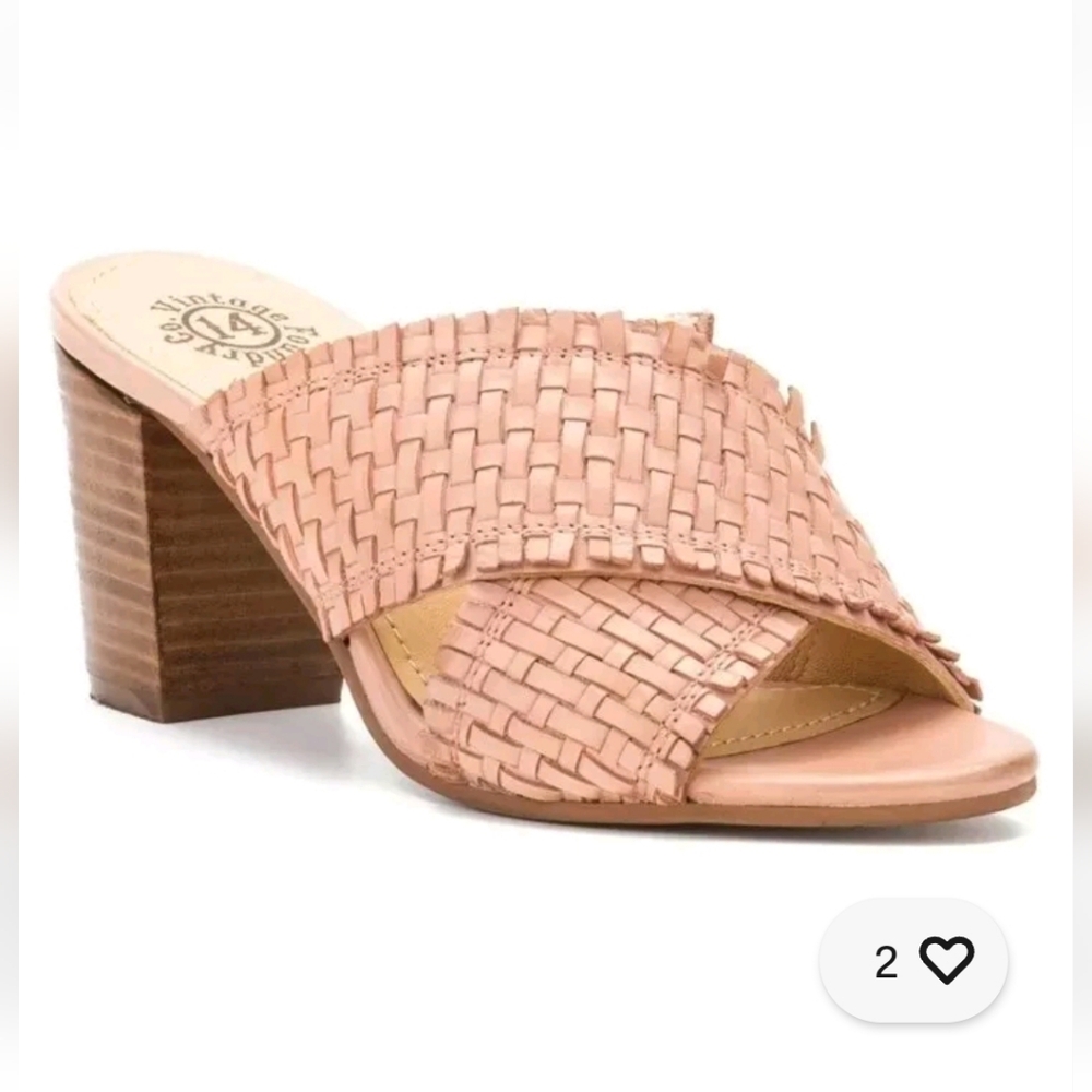 Vintage Foundry Co. Womens 8.5 Blush Pink woven sandal slides  neutral